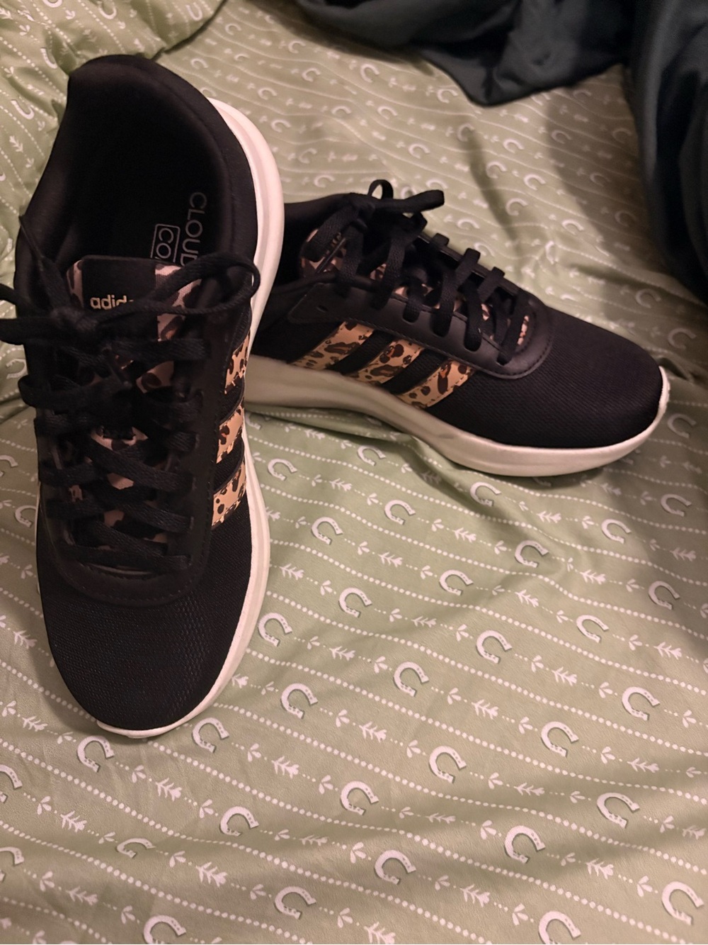 adidas Women's Black Sneakers with Leopard Stripe